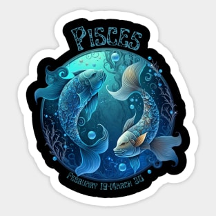 Retro PIsces Zodiac Sign Sticker